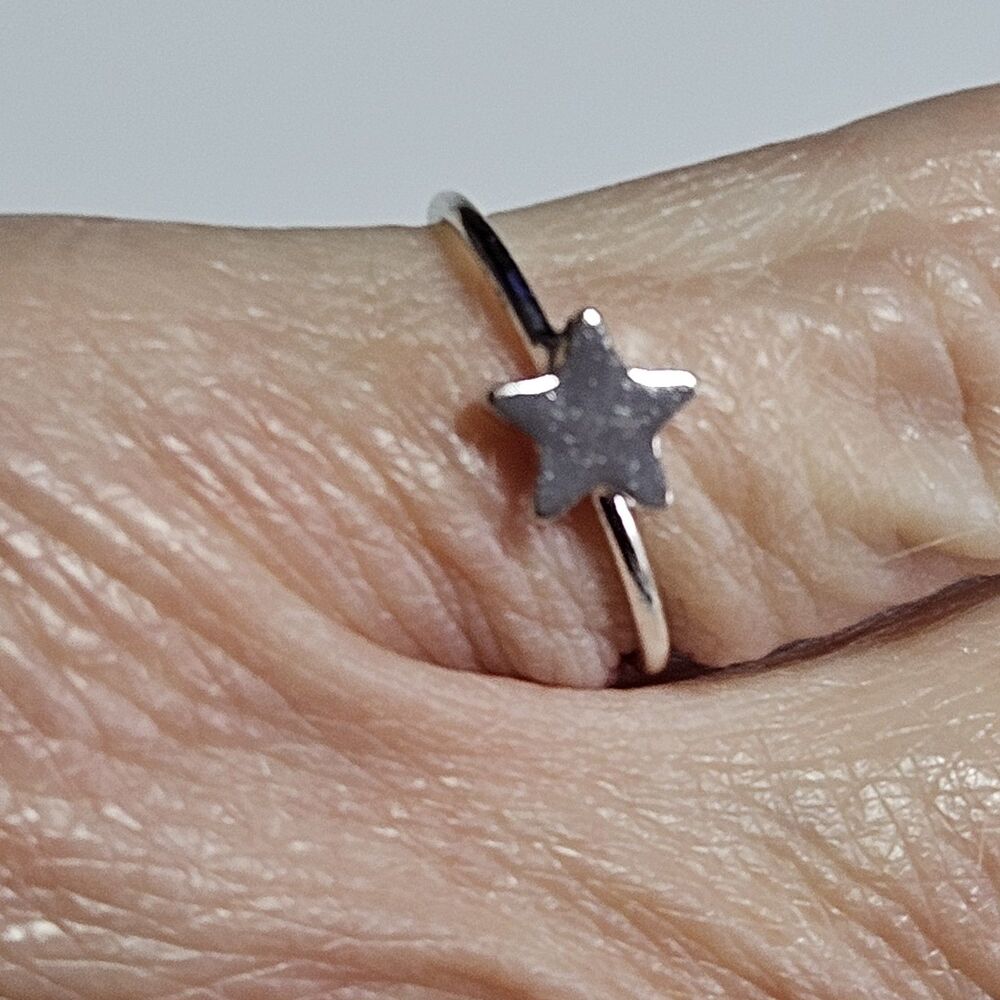 Silver Tone Dainty Star Pinky Ring 3.25